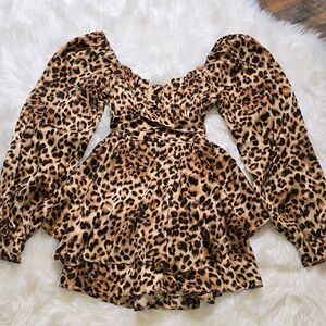 (NWT) allison + kelly Leopard Print Puff Sleeve Dress